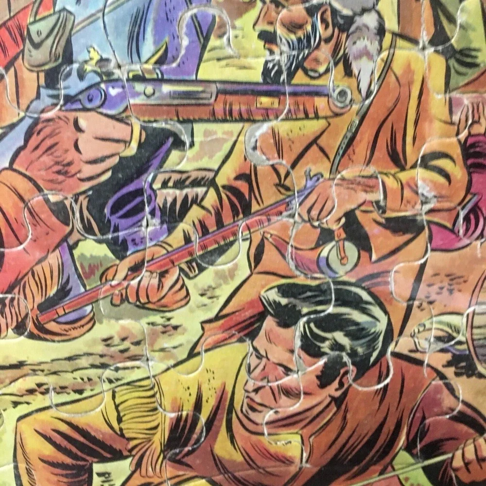 WALT DISNEY DAVY CROCKETT FORT BATTLE 1955 PUZZLE Framed